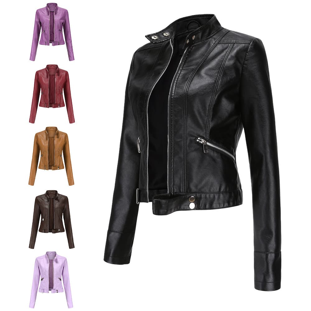 Hot Sale Of The Season New Women's Short Thin Stand Collar Leather Jacket Spring Autumn Fashionable Casual Style Genuine Leather