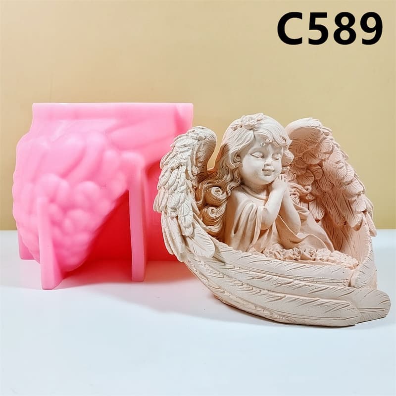 Creative Angel Girl Silicone Mold DIY Gypsum Resin Handmade 3D Decorative Ornament C589