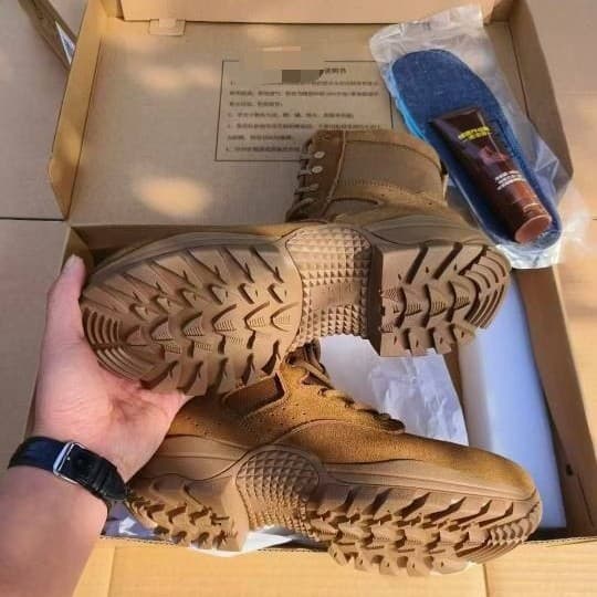 New Brown 3514 Genuine Combat Training Boots High-Top Brown Waterproof Training Boots Puncture-Resistant Wear-Resistant Outdoor Boots for Men