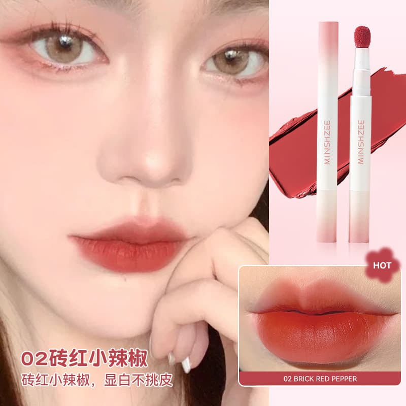 MINSHZEE Air Lip Gloss Matte Cushion Lip Cream Lip Powder Cream for Women Natural Look Brightening Autumn Winter