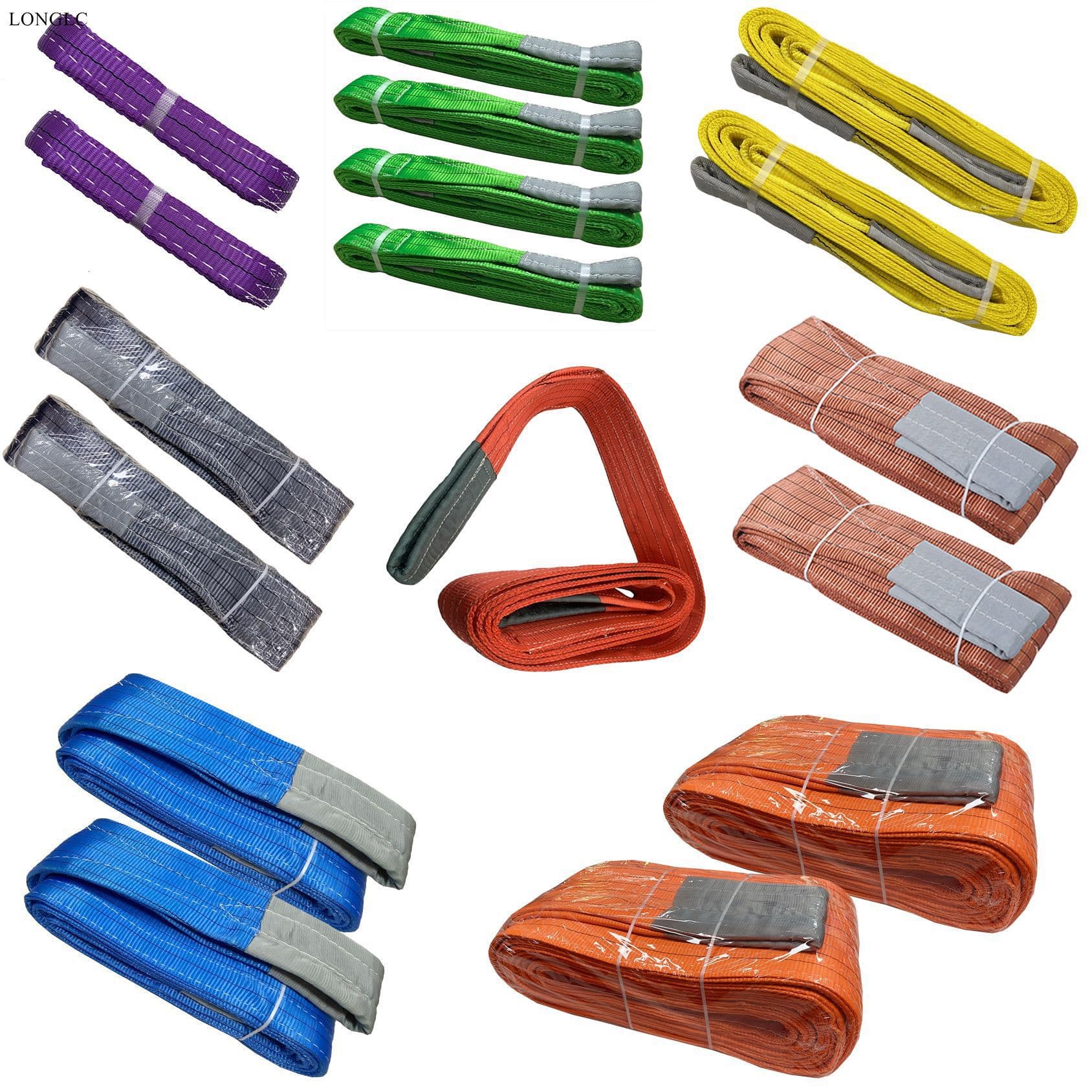 Manufacturer of Polyester Tow Ropes, Flat Two-End Buckle Lifting Straps, 1 Ton-10 Ton Double-Ended Colorful Lifting Straps