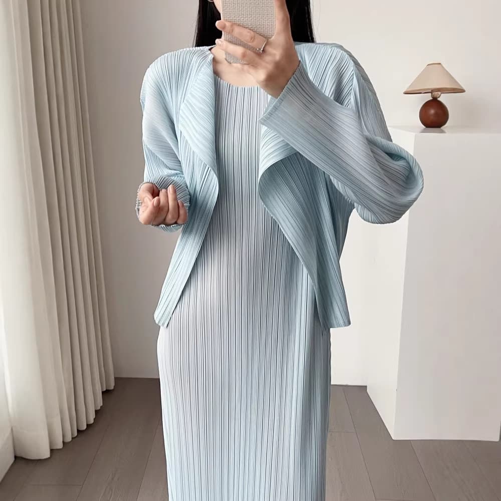 2026 Miyake thin pleated long-sleeved sun protection cardigan for women versatile commuting casual temperament jacket source factory
