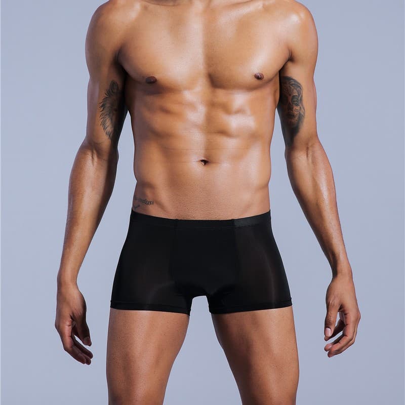 JOCKMAIL Men's Ice Silk Boxer Briefs Solid Color Underwear