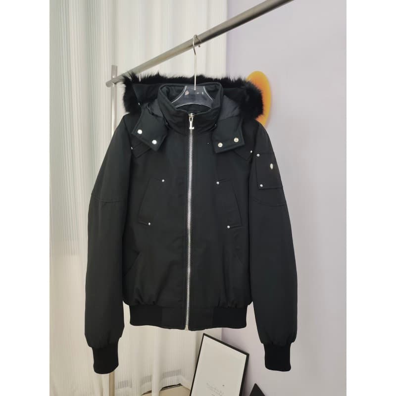 02# Men Moose Down Hooded Jacket Fox Fur Collar