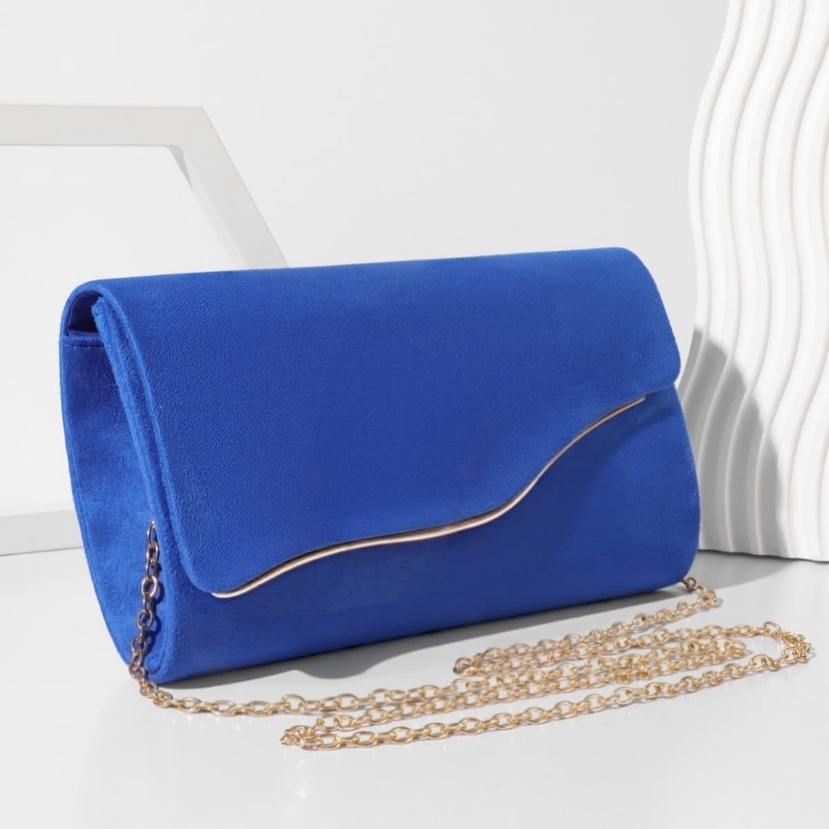 Fashionable Evening Clutch Bag with Suede-Like Chain, Banquet Dress Matching Bag, Handheld and Crossbody