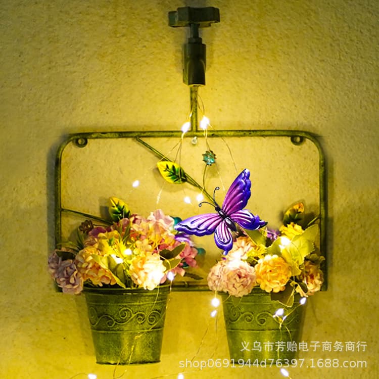 New Amazon Solar Light Faucet Water Drop Double Flower Pot Wall Mounted Lawn Garden Outdoor Light