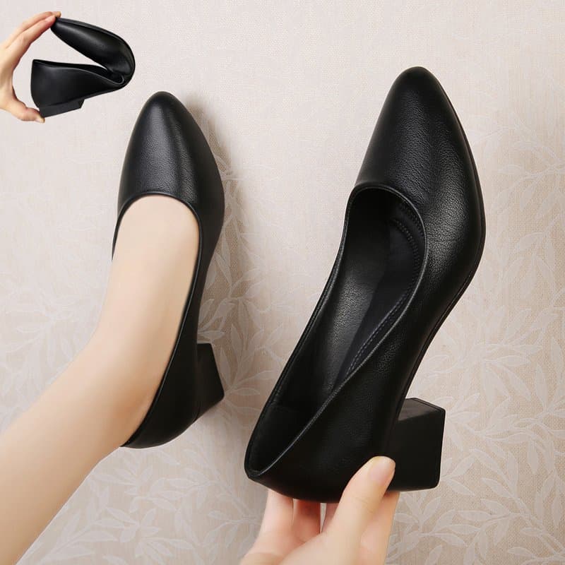 Women's Chunky Heel Work Shoes, Non-Slip, Comfortable, 2026 Spring Style