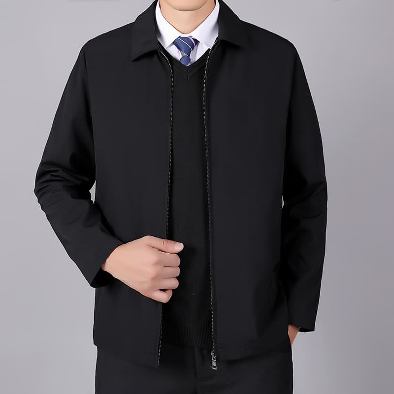 Men's Mid-Aged and Elderly Jacket Wholesale Autumn New Business Casual Men's Clothing Cotton Padded Jacket Lapel Loose Fit Dad Men's Jacket