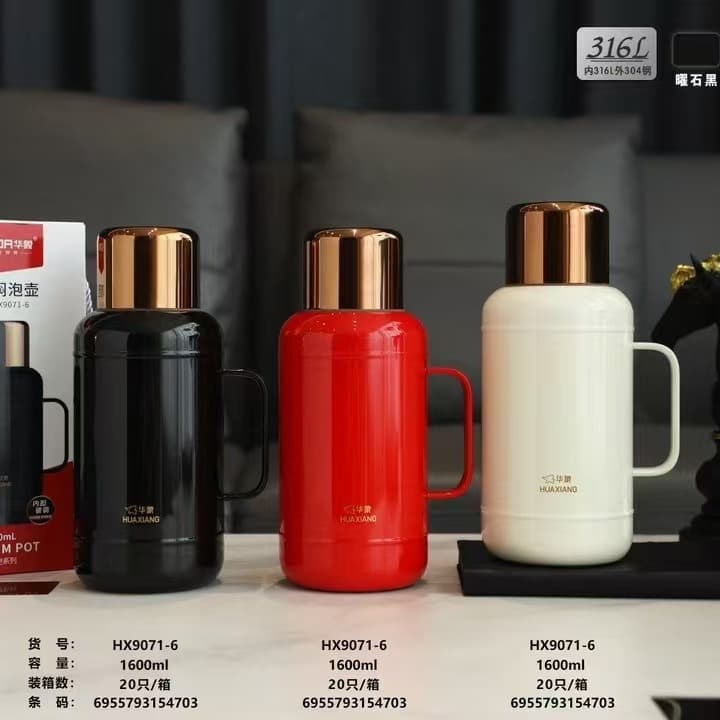Kuangdi Red Home Huaxiang 9071 Vacuum Insulated Tea Infuser 316 Stainless Steel Thermos for Home, Car, and Outdoor Use