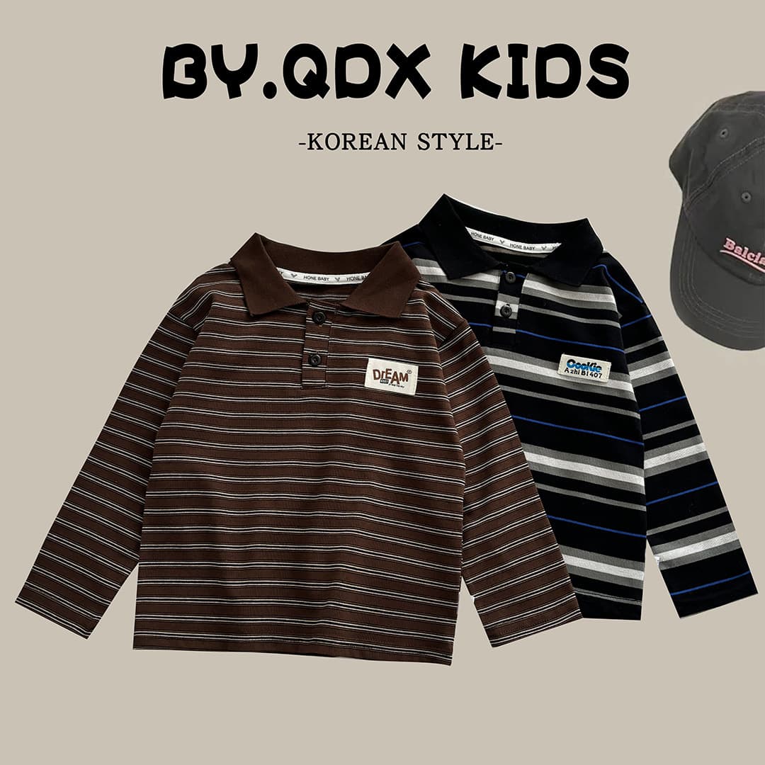 Children's clothing, old-fashion style, boys' A-grade skin-friendly striped polo shirt, children's long-sleeved t-shirt, girls' fashionable Korean style base layer shirt
