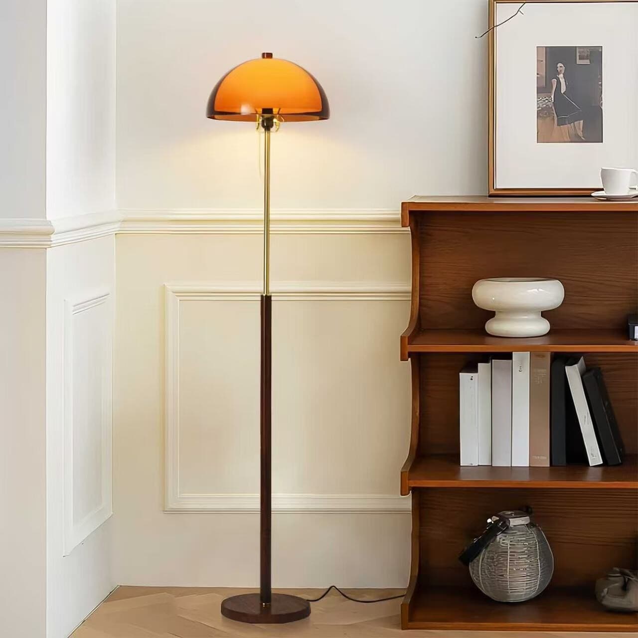 French table lamp, sunset lamp, bedroom bedside mushroom lamp, living room sofa side ambient lamp, cross-border mid-century style floor lamp