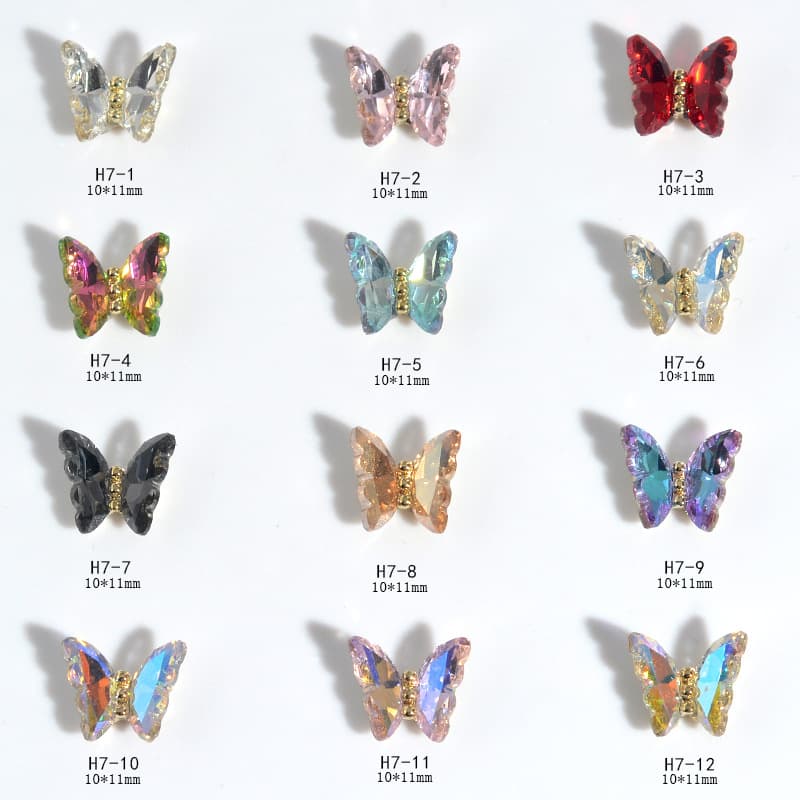Internet celebrity crystal butterfly nail art jewelry diamond new Aurora Symphony super flash three-dimensional butterfly diamond nail accessories wholesale