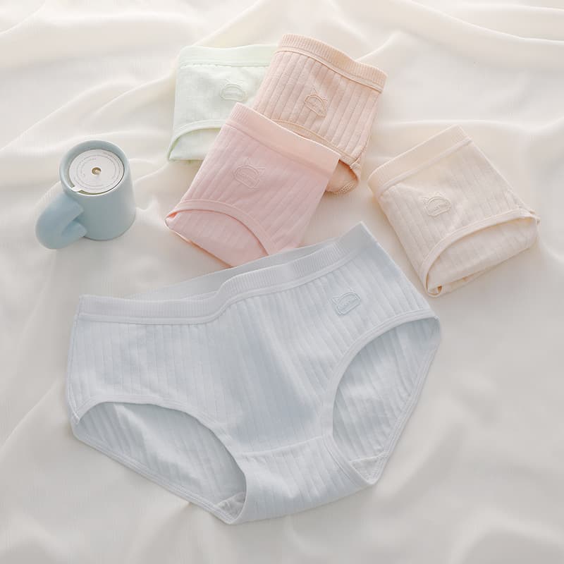 Women's Underwear, Pure Cotton Japanese Style Simple Solid Color Panties, Girls' Mid-Rise 100% Cotton Crotch Comfortable Briefs Wholesale