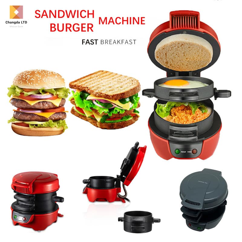 Cross-border Europe and America Multi-function Small Hamburger Machine Bread Maker Home Breakfast Machine Egg Frying Toaster Electric Griddle