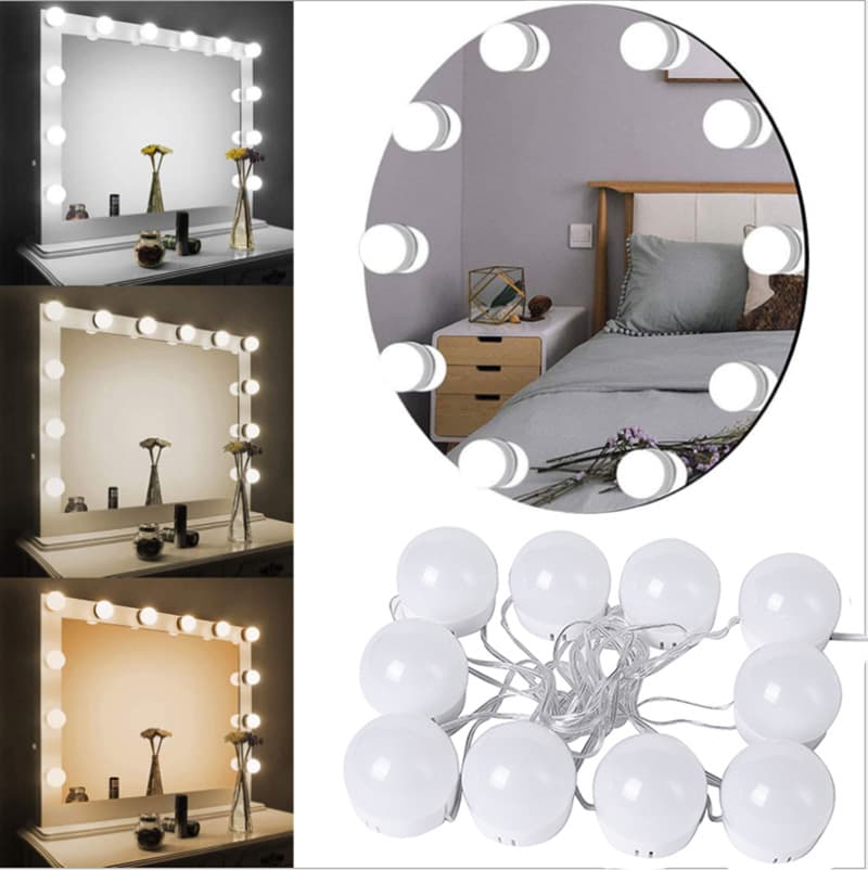 Hollywood LED Mirror Makeup Light Beauty Mirror Light Source Factory Three-Color USB Fill Light