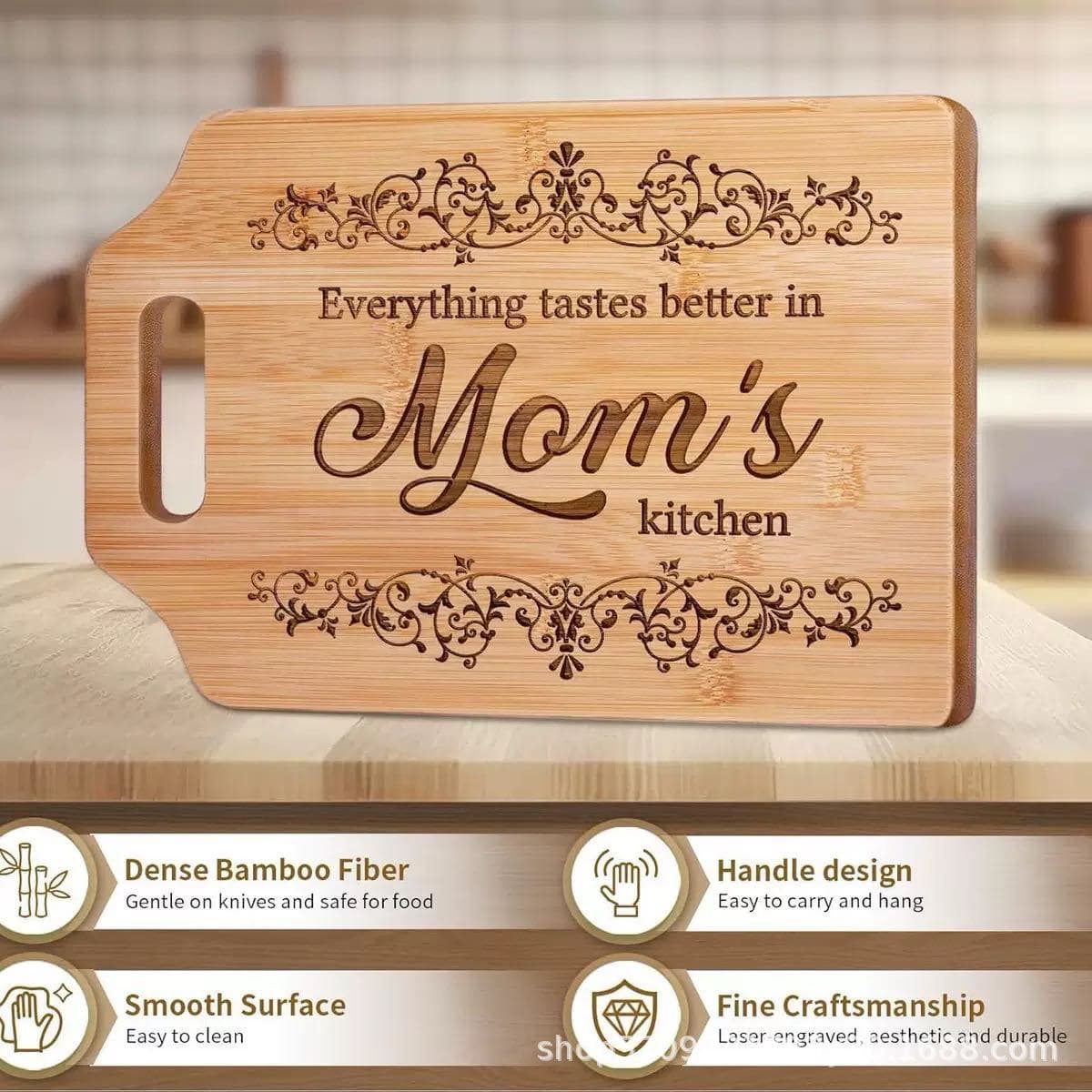 Wooden Laser Engraved Cutting Board Mother's Day Father's Day Double-Sided Cutting Board Sandwich Charcuterie Cheese Board Outdoor Serving Tray