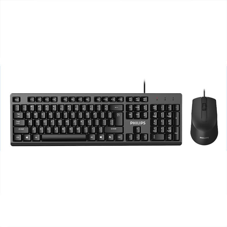 Philips SPT6234 Keyboard and Mouse Set for Business Office Home USB Wired Computer Keyboard Mouse Kit