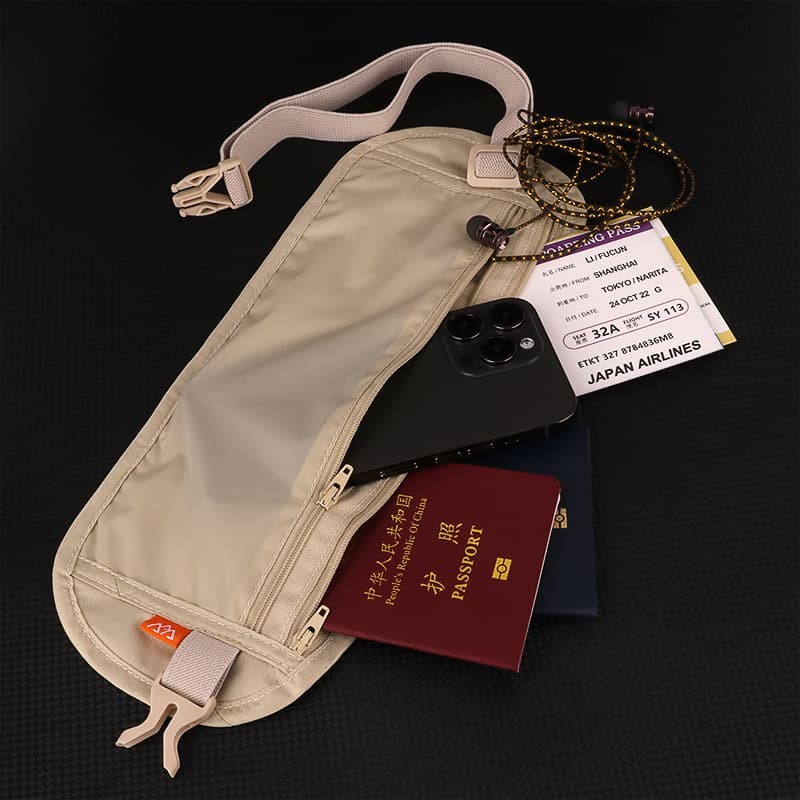 Undercover Anti-Theft Document Pouch Travel Wallet Passport Holder Card Case Slim Waist Bag for Trips