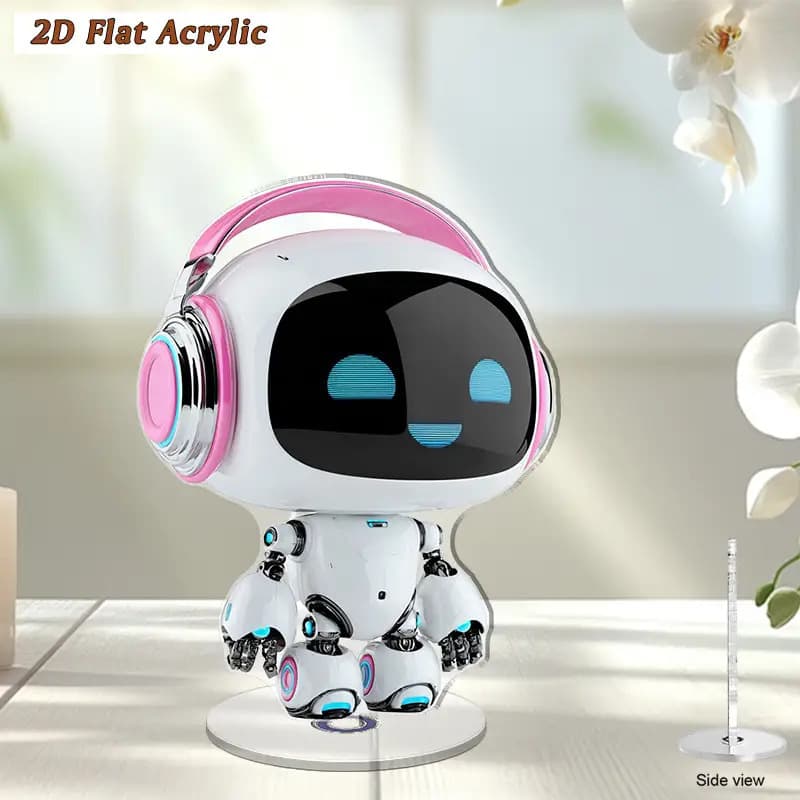 Futuristic Soft Color Galaxy Robot 2D Acrylic Ornament Car Dashboard Bobblehead 360 Rotating Decoration