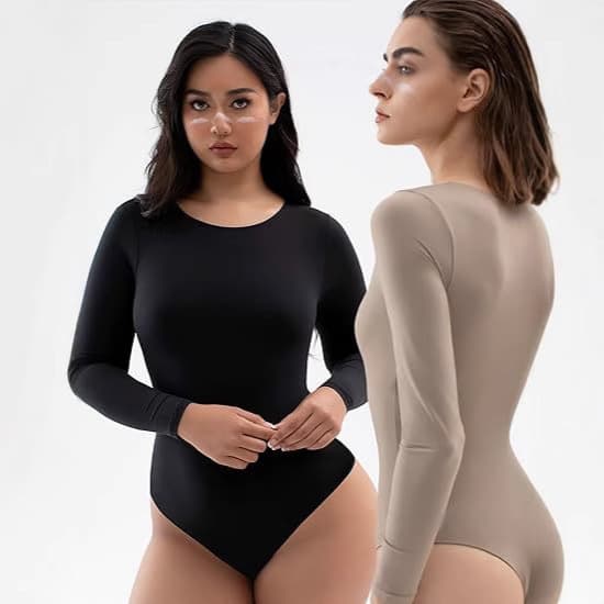 Elegant Milk Silk One-Piece Suit Women's Thin Long Sleeve Round Neck Base Layer Underwear Comfortable Breathable Undergarment