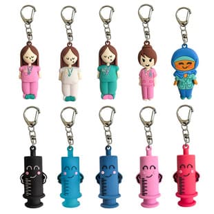Syringe Ampoule Opener, Soft Rubber Keychain Card Holder Tag Reflective Keychain