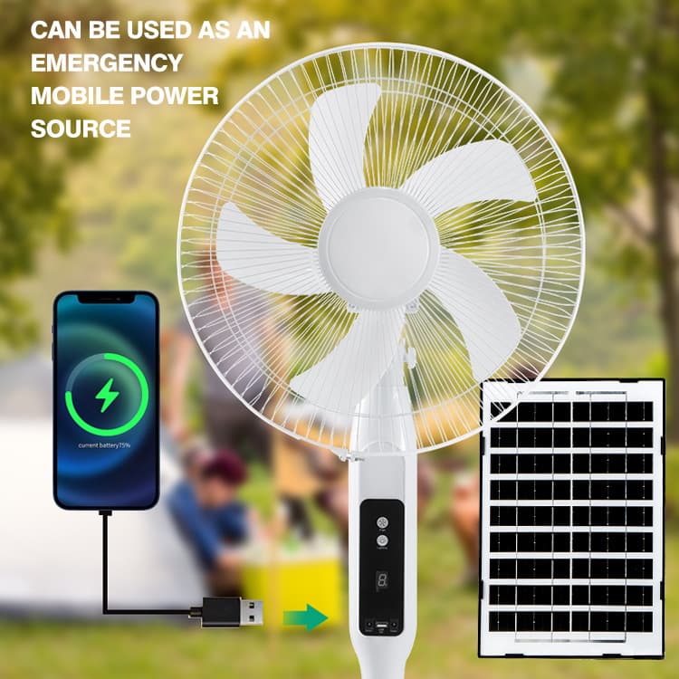 Ready-to-Ship Custom Cross-Border 16-inch Solar Fan, Remote Charging Floor Fan, Long Battery Life with Light, Charging Stand Fan
