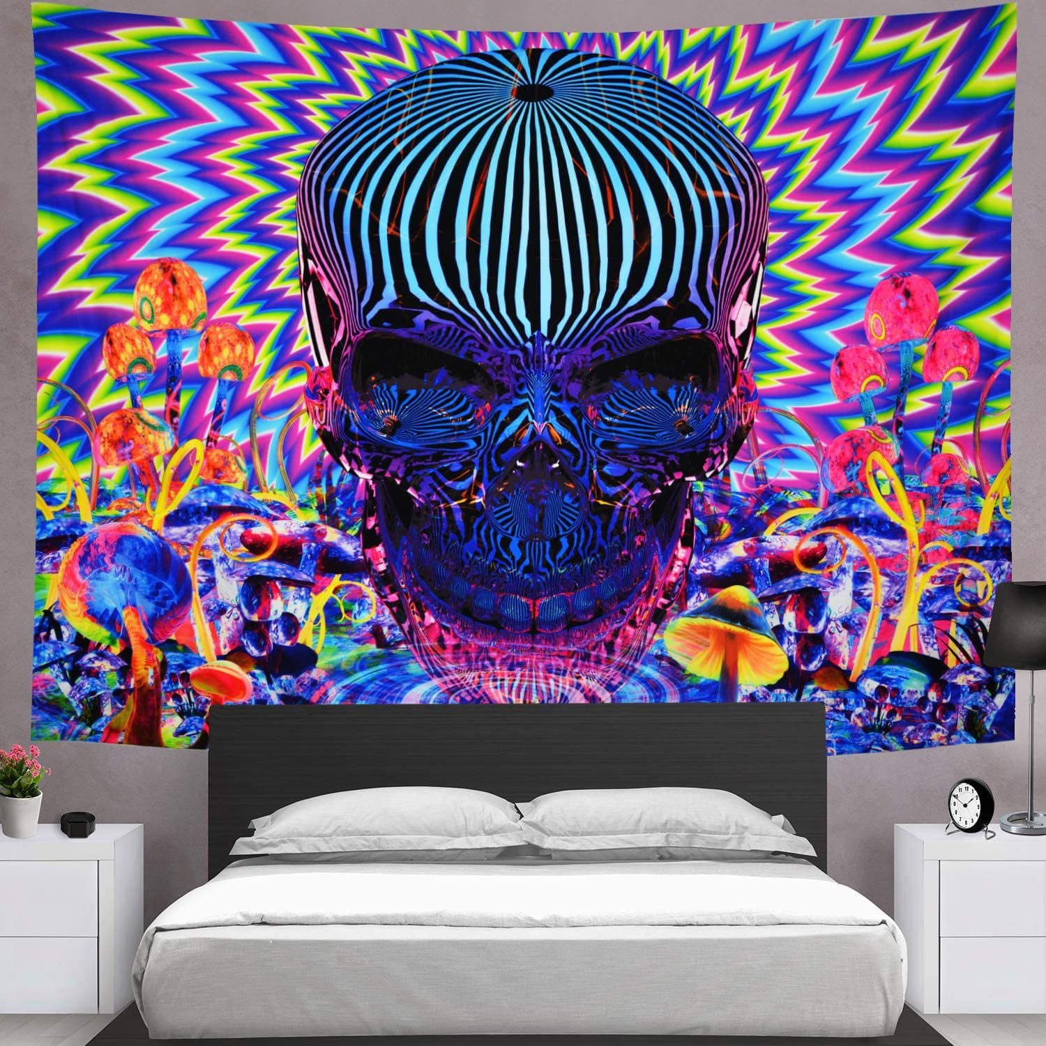 Galoker Psychedelic Tapestry Skeleton Tapestry Colorful Abstract Tapestry Bohemian Hippie Tapestry