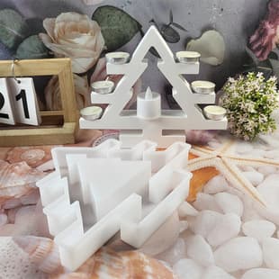 S0715 Christmas Tree Candle Holder Decoration Desktop Cement Plaster Mold DIY Silicone Mold