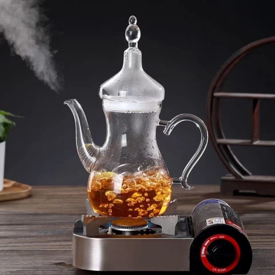 High Temperature Resistant Glass Teapot Arabian Coffee Pot Thickeneded Heat-Resistant Large Capacity Teapot Flower Teapot Water Kettle