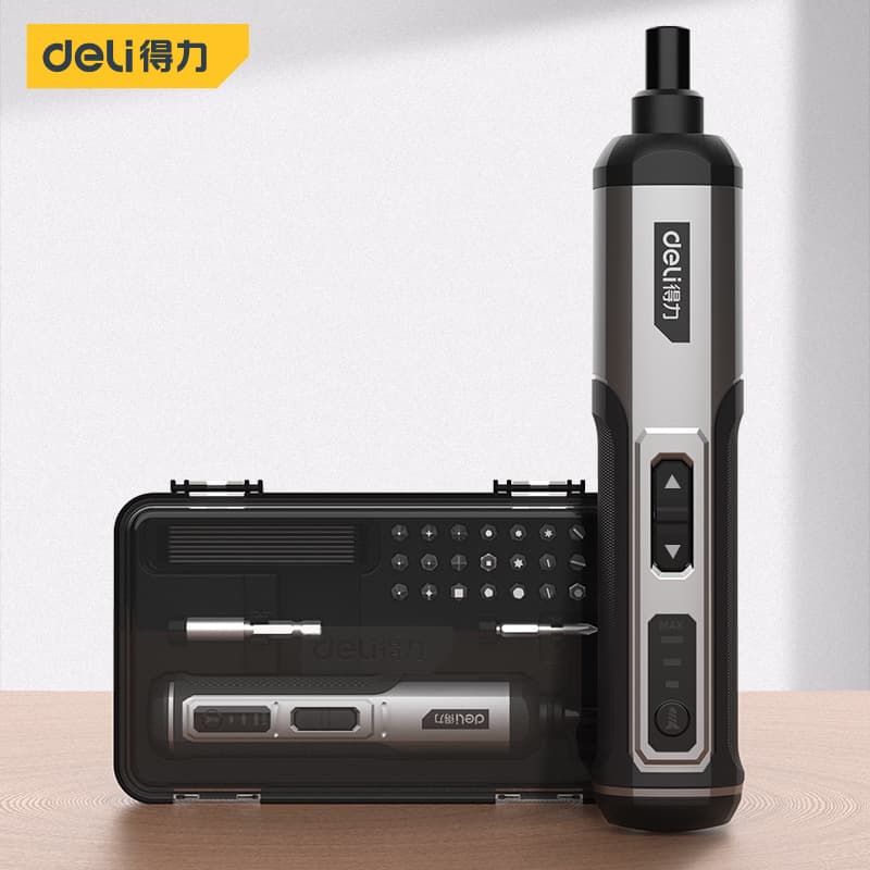 Deli Rechargeable Electric Screwdriver, Household Mini Lithium Screwdriver with Bits