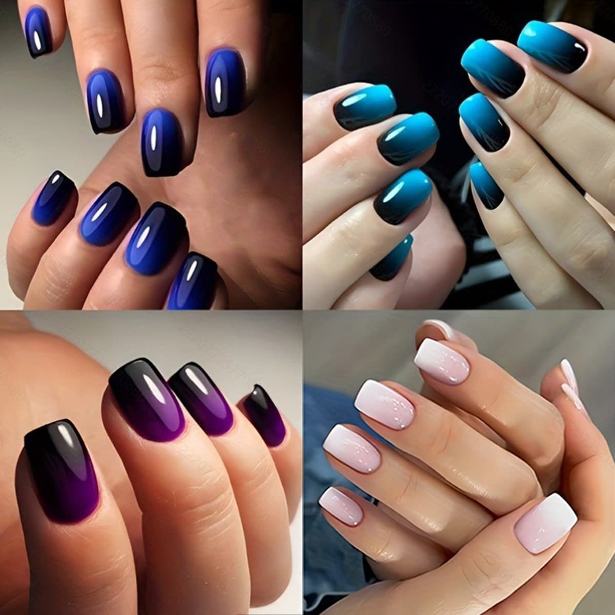 Short Gradient Wearable False Nails Pure Color 24 Pieces White Enhancing Simple Design Fake Nails Easy Wear Nail Tips