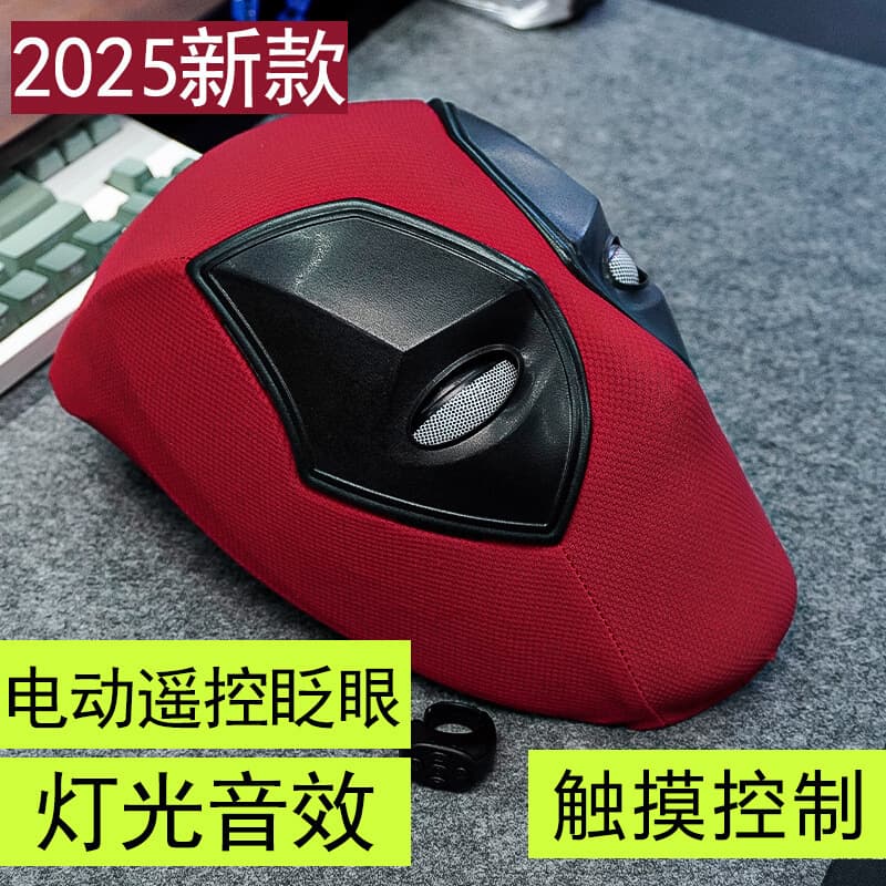 Cross-border TK Spider-Man Headgear with Movable Eyes Electric Remote Control Blinking Glowing Cosplay Funny Deadpool Mask for Men