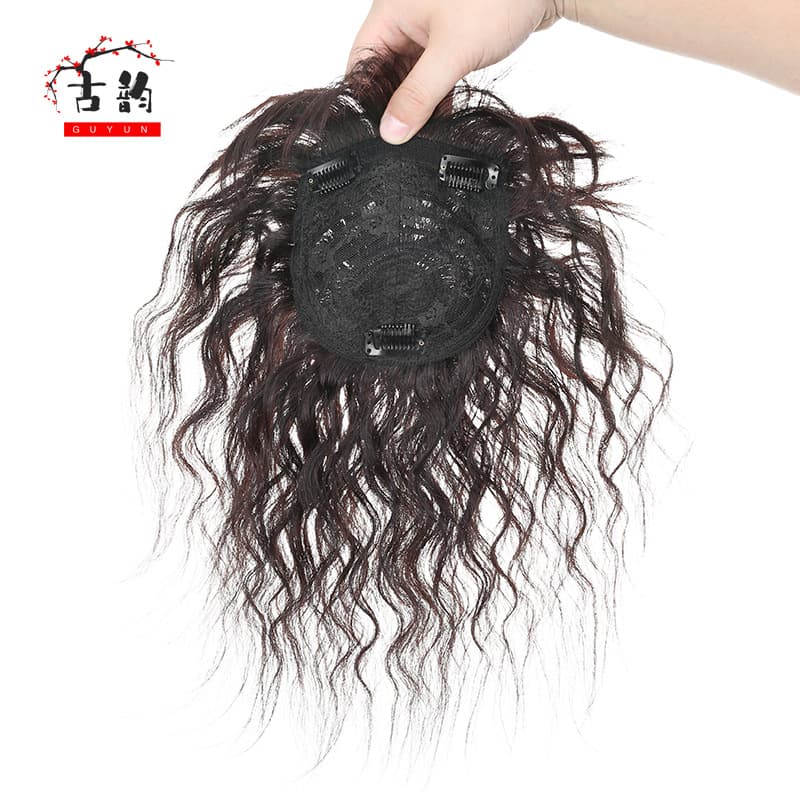Wig Piece One Piece Xuchang Wig Female Reissue Piece Human Hair 8*12 Curly Hair Air Bangs Head Real Hair Piece