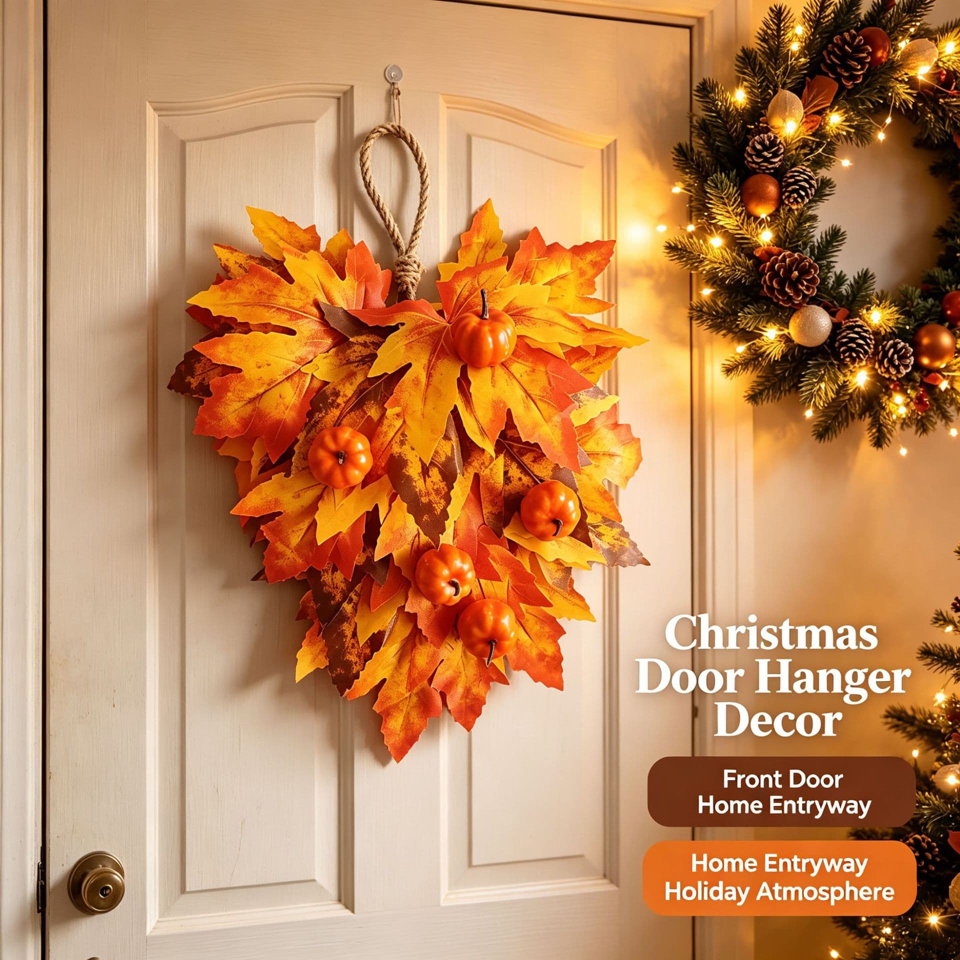 Cross-border simulated maple leaf hanging ornament pumpkin door hanger decoration for Thanksgiving harvest festival Christmas new wall hanging