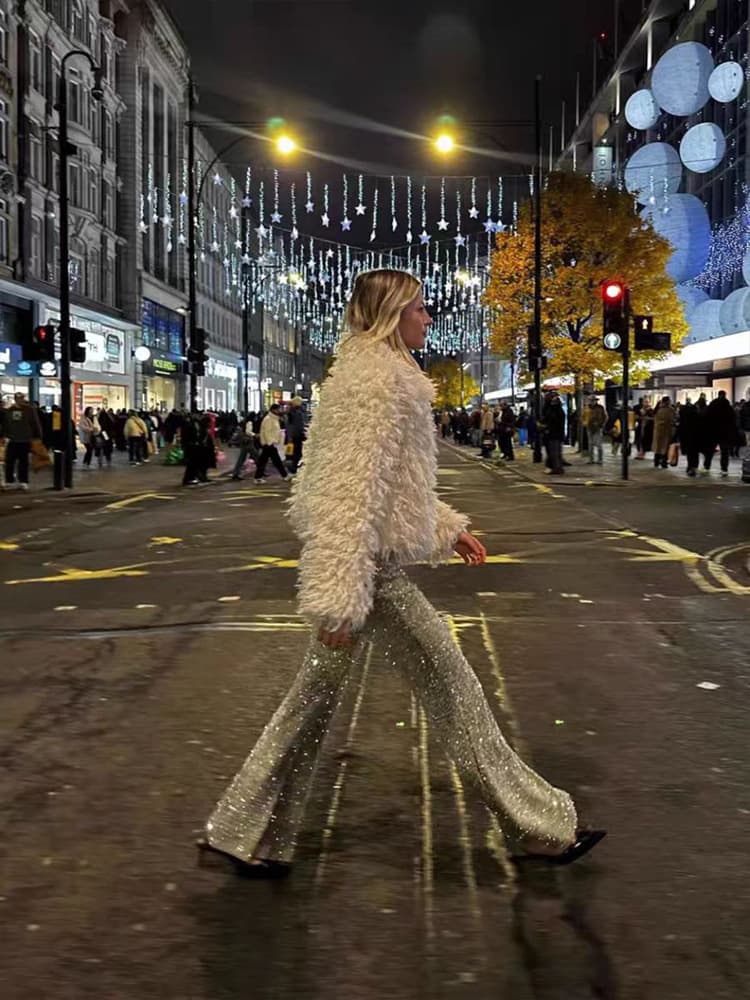 Cross-border European-American Big Lapel Faux Fur Jacket Short Fashion Faux Fox Fur Top Fluffy Velvet Women Spring