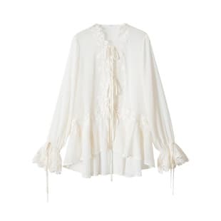 Cross-border European American Women's Fashion Versatile Lace Patchwork Blouse
