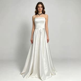 Cross-border Strapless Satin Light Wedding Dress for Bride Engagement Return Banquet Certificate Floor-Length Wedding Dress