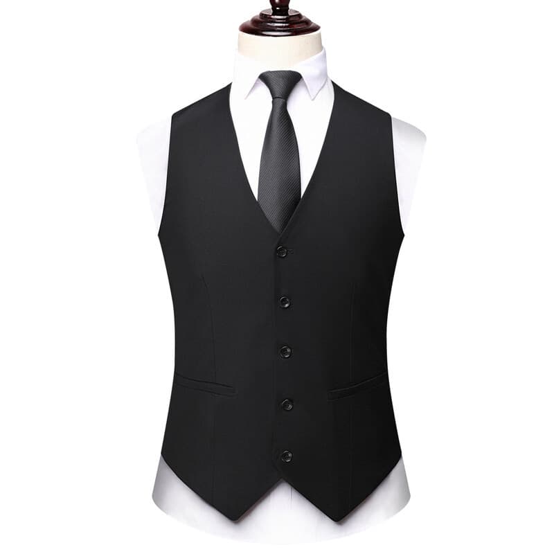 2025 Spring/Autumn New Men's Clothing: Middle-aged Business Casual Professional Workwear, Versatile Solid Color Inner Suit Vest