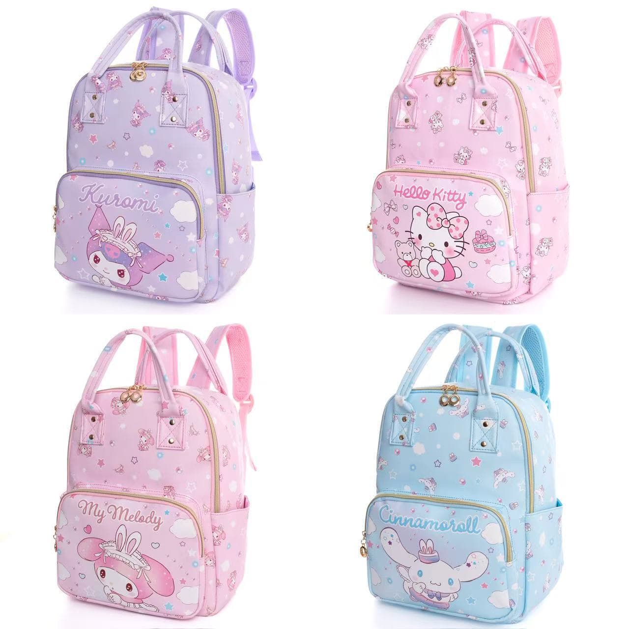 Cross-border cartoon KT cute big-eared dog Melody grabs the machine leather Kuromi outing children's backpack school bag