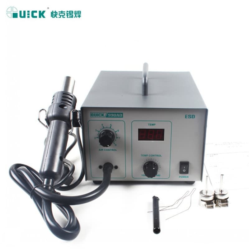 QUICK 990AD Hot Air Gun Soldering Station with Digital Temperature Control and 320W Power for Desoldering
