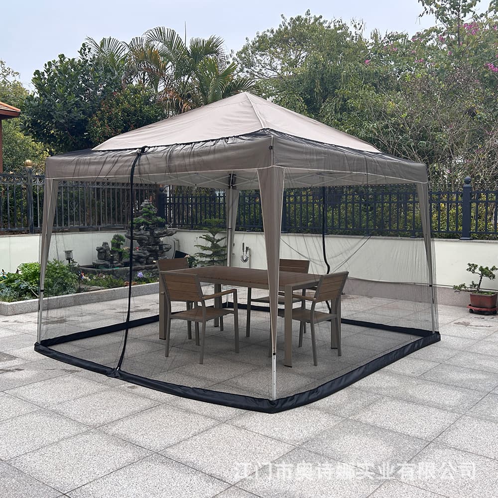 Outdoor Mosquito-Resistant Tent Roman Style Polyester Fiber Mesh Curtain Double Door Installation Required for Courtyard Use