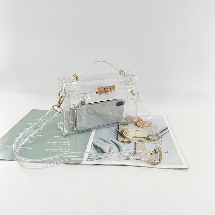 Trendy Transparent Jelly Gelatin Classic Handbag Shoulder Crossbody Bag Fashionable European American Style