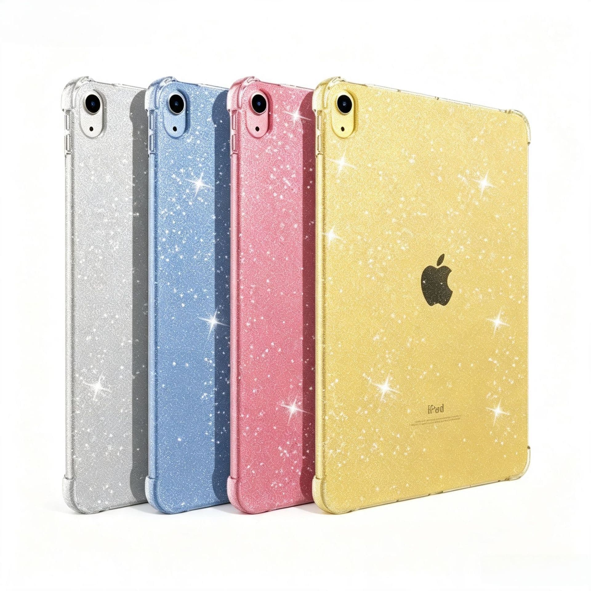 Compatible with Apple iPad Case mini 7/6 Transparent Cover Clear Color with Silver Glitter No Pen Slot No Lid Tablet Shell