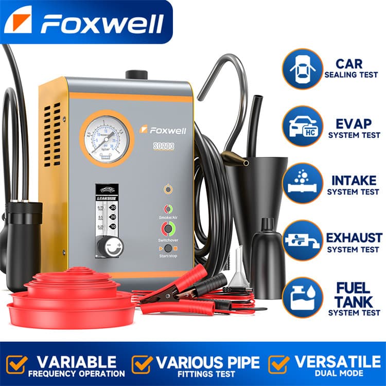 FOXWELL SD203 Smoke Leak Detector Built-in Air Pump EVAP Vacuum Leak Detector Pipe Leak Tester