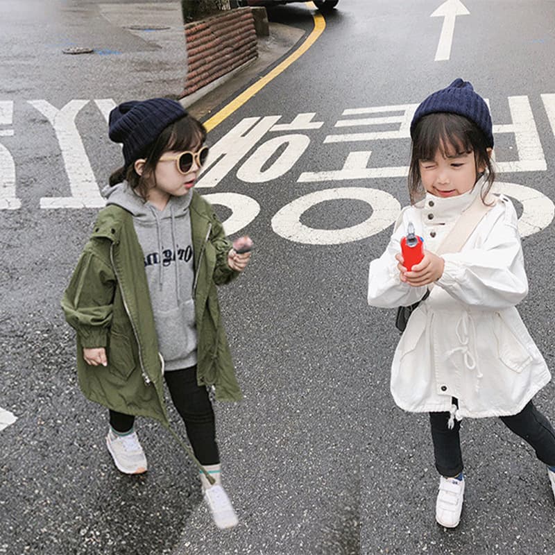 2026 Spring/Autumn New Children's Korean-Style Casual Coat with Tie, Girls' Trench Coat