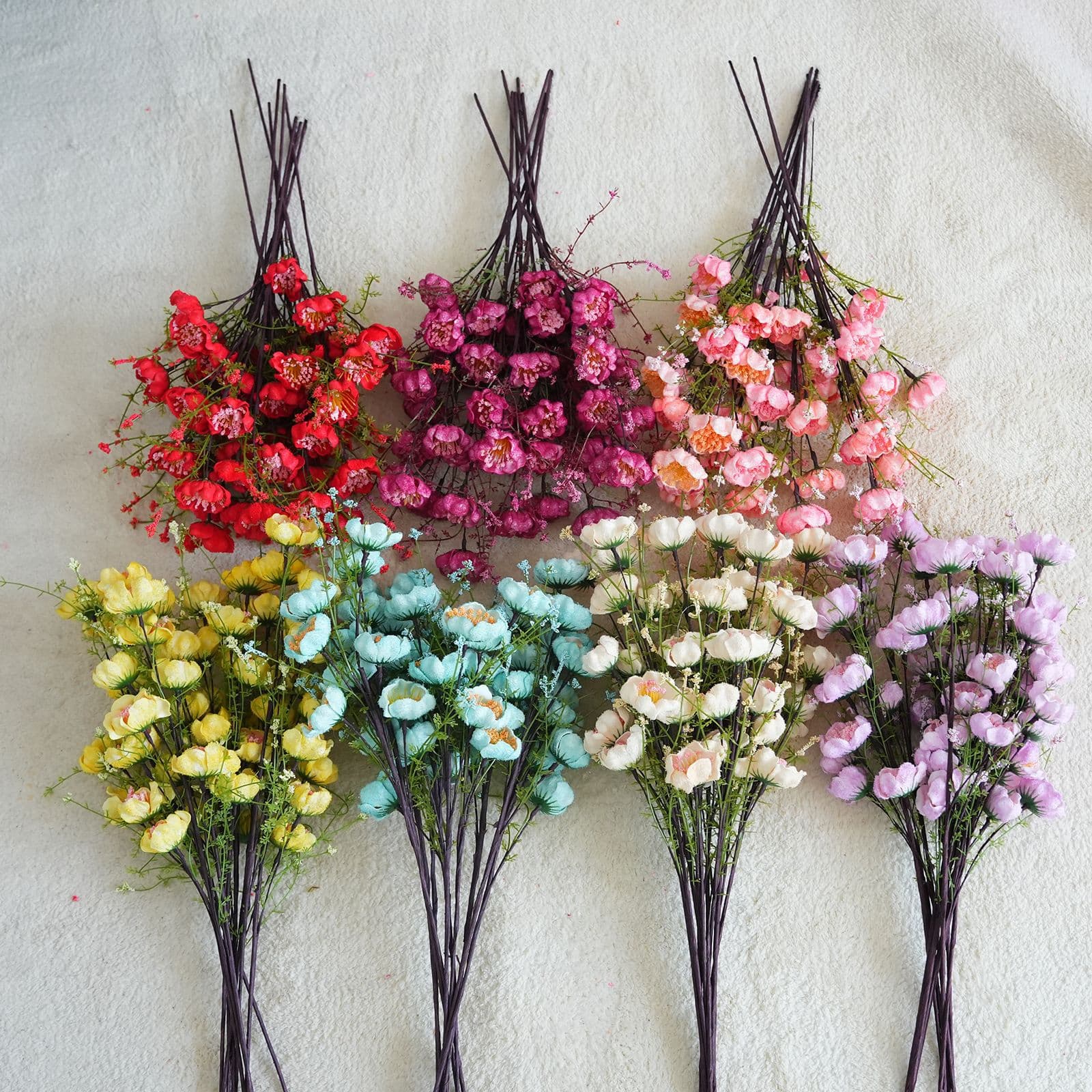 Luxury High-end Artificial Flower Decor, Rhododendron Dried Flower Bouquet, Pink Butterfly Decoration, Wholesale for Living Room