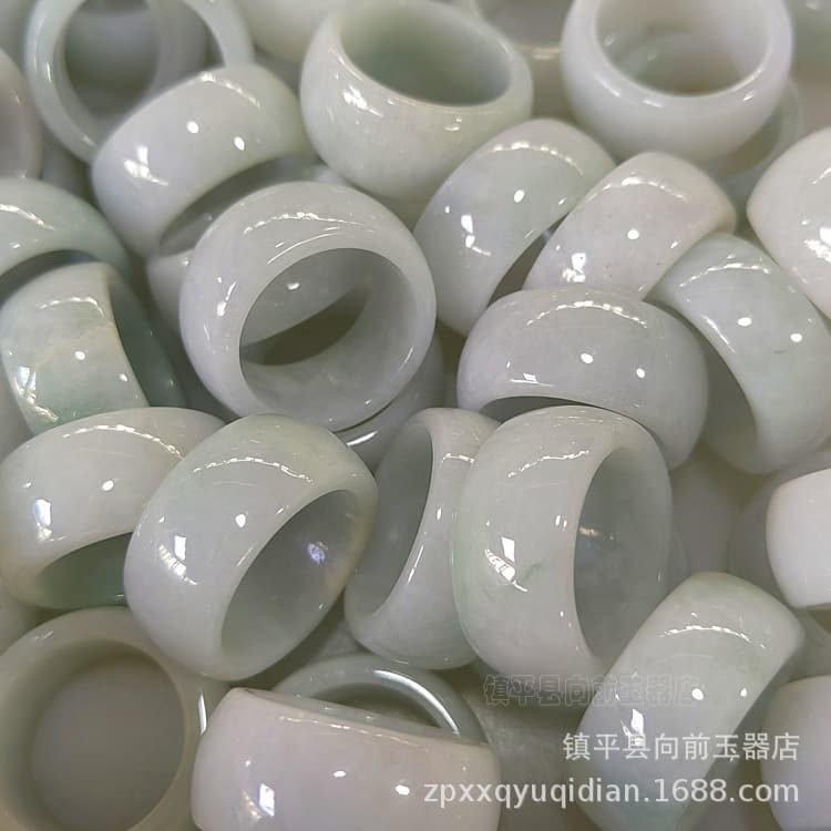 Burmese jade A goods ring men and women ice waxy type widened and atmospheric jade ring finger jade jewelry jade ring