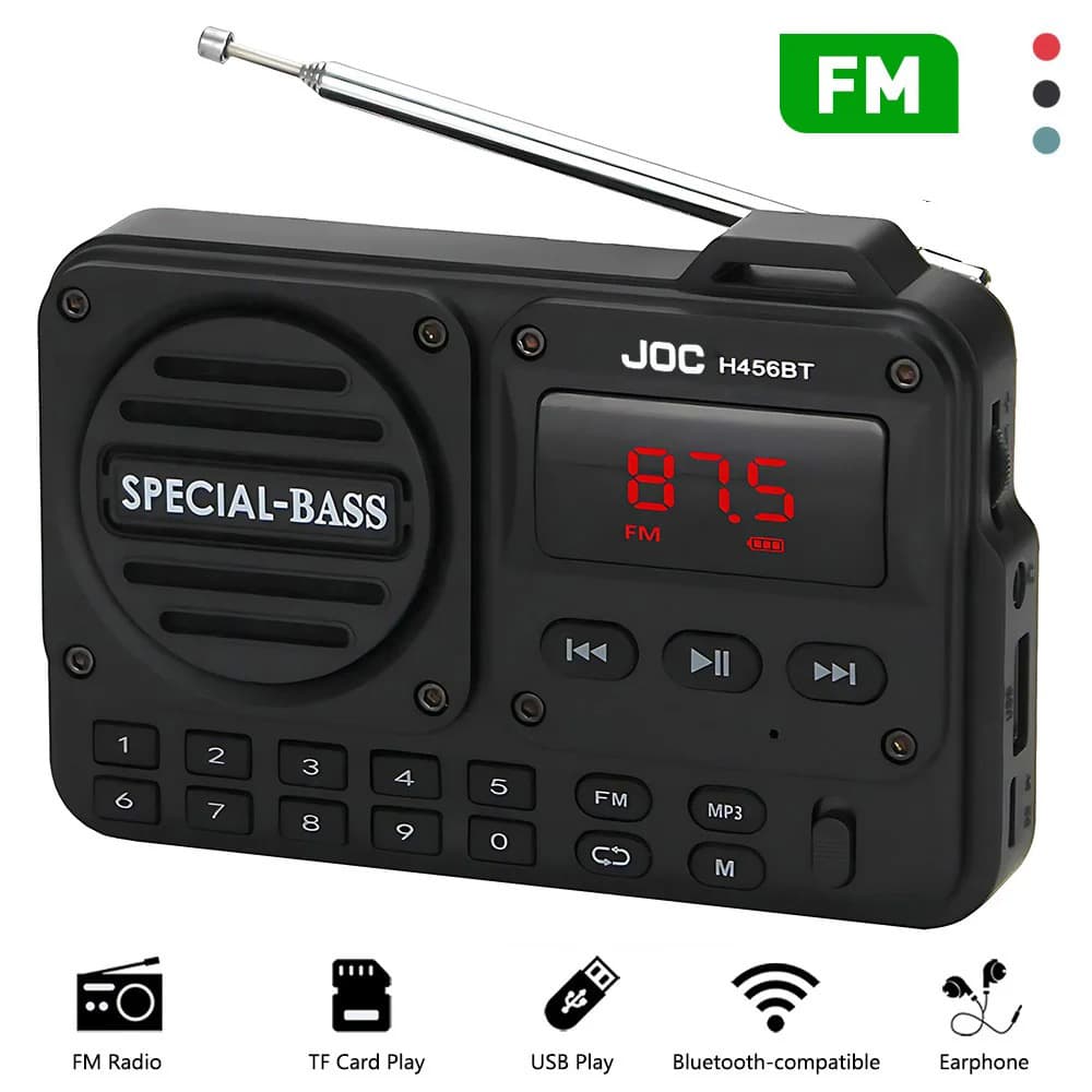 Factory Wholesale Bluetooth FM Radio with Card Slot, Multi-Function Auto-Scan Player, Single Piece Shipping