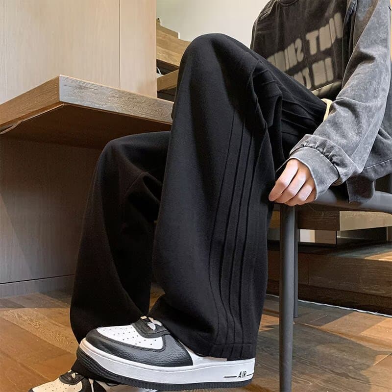 Autumn Winter Cross-Border Casual Sweatpants Men Loose Trendy Style Cross-Border Sweatpants Men Loose Versatile Straight-Leg Fleece-Lined