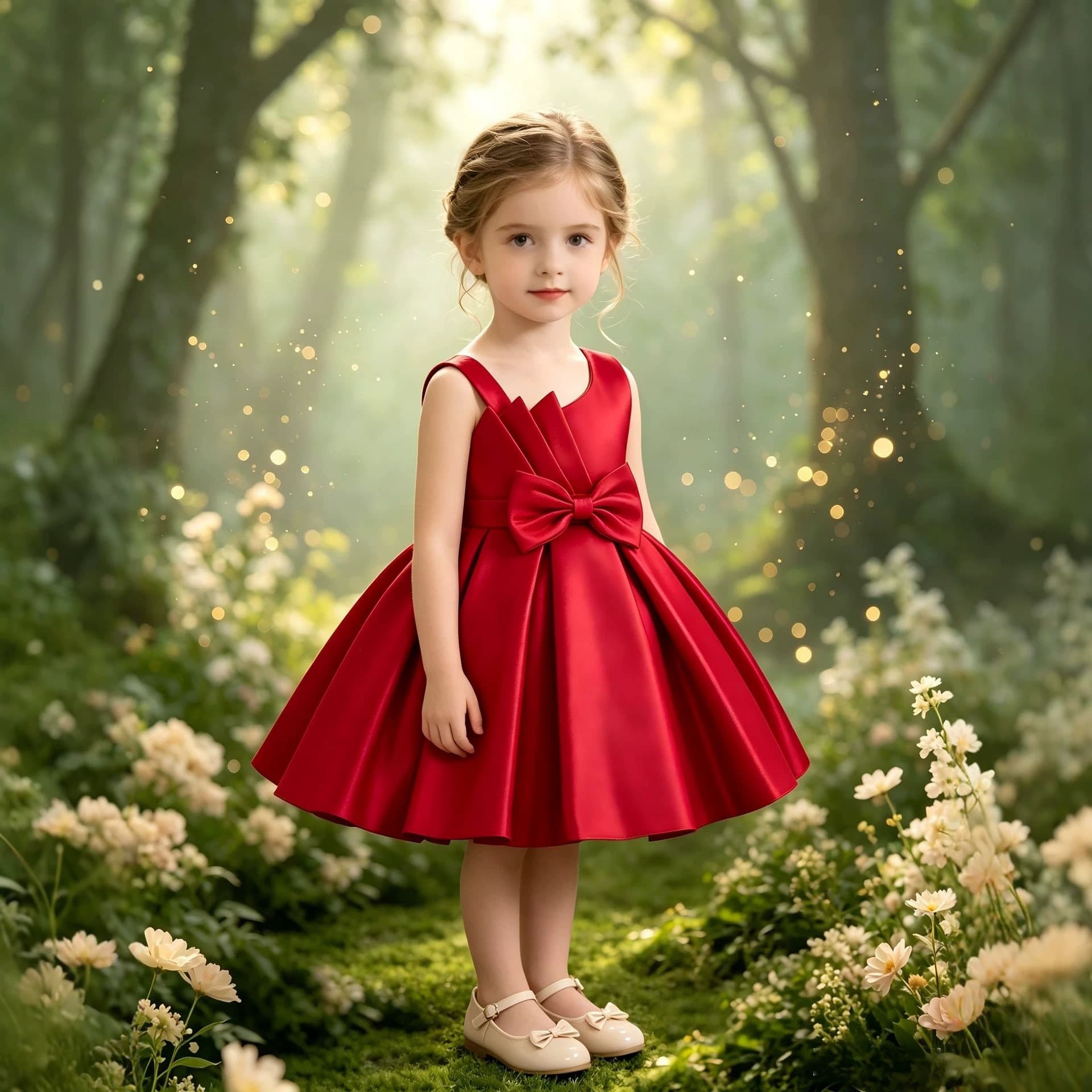 New Baby Girl First Birthday Dress Princess Dress Twill Thick Satin Bow Sleeveless Infant Dress Toddler Catch-Zhou Dress